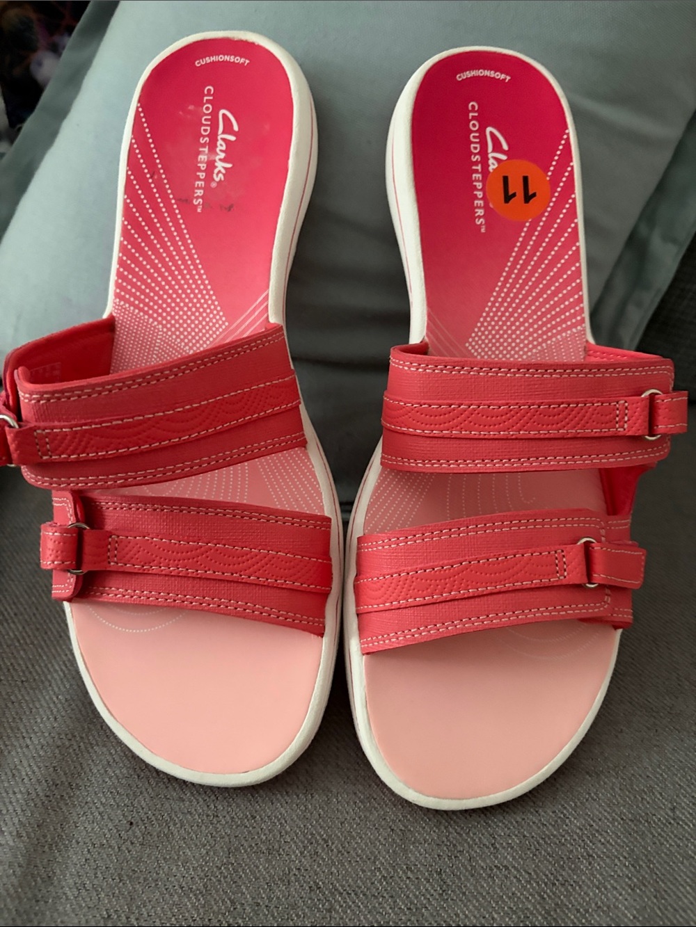 Clarks Pink Cloudsteppers Cushioned Adjustable Slide Sandals